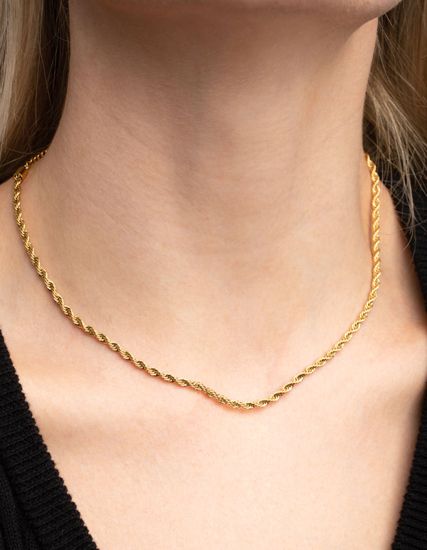 Waterproof Gold Plated Stainless Steel Twisted Chain Necklace Lovisa
