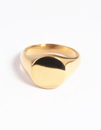 Gold Plated Stainless Steel Signet Ring - link has visual effect only