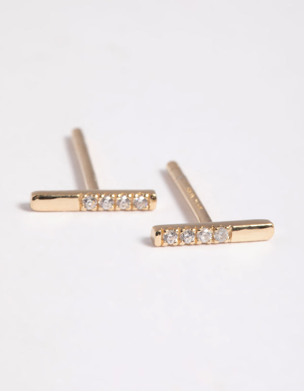 Gold Plated Sterling Silver Cubic Zirconia Stud Earrings