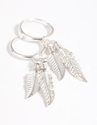 Sterling Silver Leaves Huggie Hoop Earrings - link has visual effect only