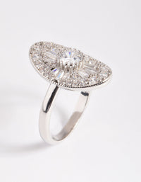 Silver Cubic Zirconia Oval Ring - link has visual effect only