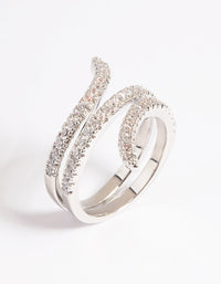 Silver Cubic Zirconia Wrap Around Ring - link has visual effect only