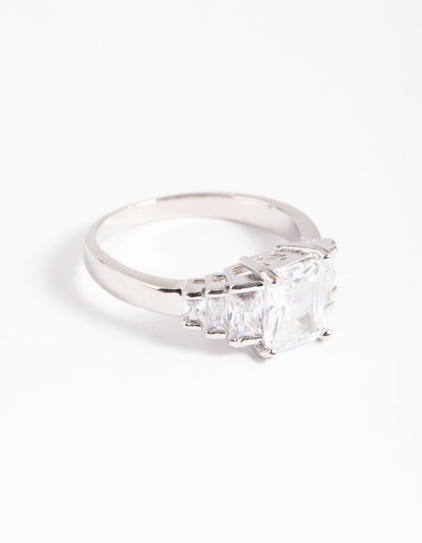 Silver Cubic Zirconia Princess Ring