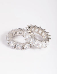 Silver Cubic Zirconia Baguette Ring Stack Pack - link has visual effect only