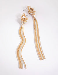 Mixed Metal Knot Drop Earrings - link has visual effect only