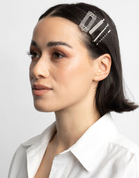 Silver Diamante Mixed Hair Slide 4-Pack - link has visual effect only