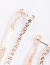 Rose Gold Flat Snake Chain Drop Earrings - link has visual effect only