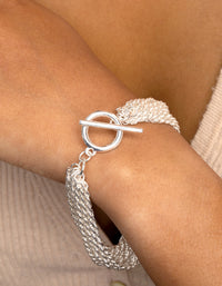 SIlver Chain Toggle Bracelet - link has visual effect only