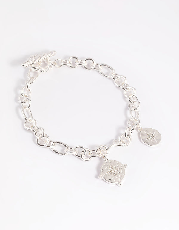 Silver Celestial Coin Toggle Bracelet