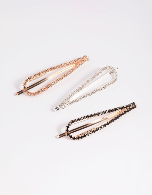 Mixed Metal Diamante Slide Clips