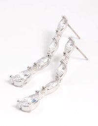 Silver Diamond Simulant Oval Drop Earrings - link has visual effect only