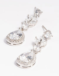 Rhodium Diamond Simulant Teardrop Earrings - link has visual effect only