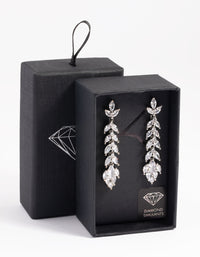 Silver Diamond Simulant Vine Drop Earrings - link has visual effect only