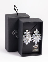 Silver Diamond Simulant Marquise Statement Earrings - link has visual effect only