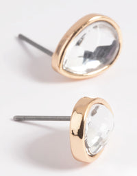 Gold Diamante Pear Stud Earrings - link has visual effect only