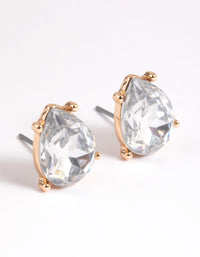 Gold Diamante Pear Stud Earrings - link has visual effect only