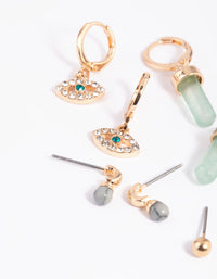 Green Fluorite Evil Eye Earring Stack Pack - link has visual effect only