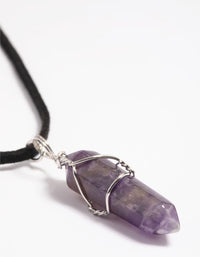 Amethyst Crystal Shard Suede Cord Necklace - link has visual effect only