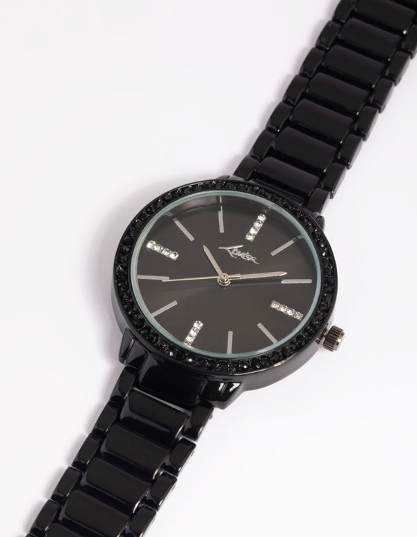 Gunmetal Diamante Link Strap Watch