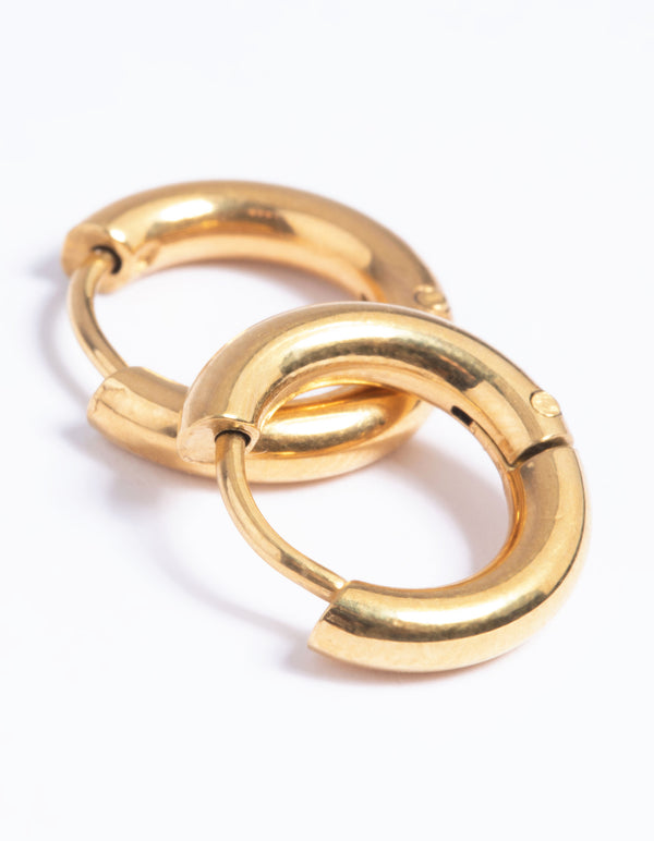 Gold Plated Surgical Steel Chunky Huggie Hoop Earrings