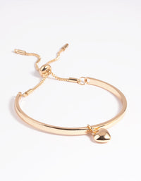 Gold Heart Bangle Bracelet with Toggle - link has visual effect only