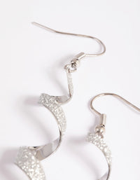 Silver Glitter Ribbon Drop Earrings - link has visual effect only