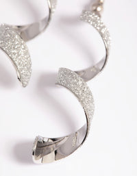 Silver Glitter Ribbon Drop Earrings - link has visual effect only