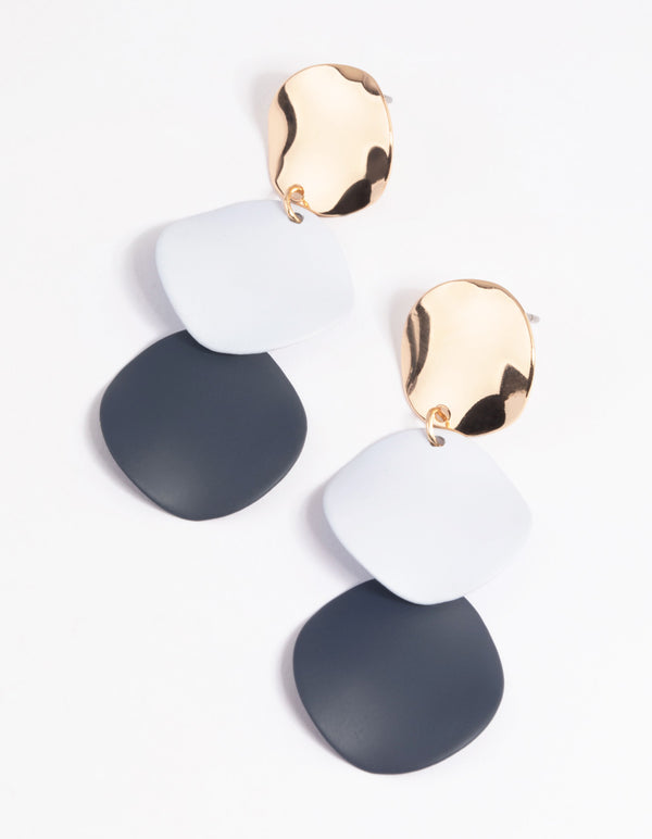 Navy Circular Drop Earrings