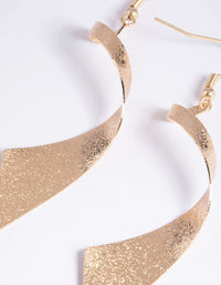 Gold Ribbon Drop Earrings - link has visual effect only