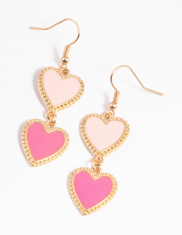 Pink Heart Drop Earrings