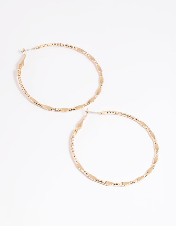 Gold Textured Hoop Earrings