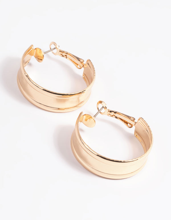 Gold Extra Wide Hoop Earrings