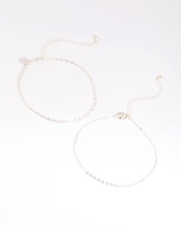 Silver Twisted Anklet Set - link has visual effect only