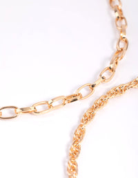 Gold Oval Link Anklet Set - link has visual effect only