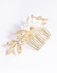 Gold Diamante Floral Comb - link has visual effect only