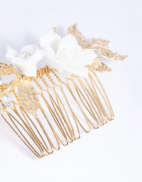 Gold Diamante Floral Comb - link has visual effect only