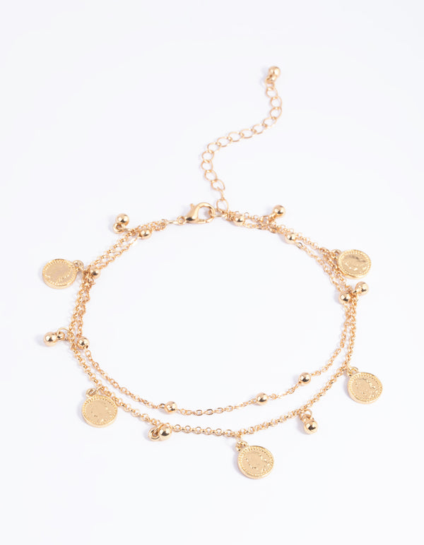 Gold Coin Anklet Set