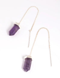 Purple Amethyst Shard Thread Through Earrings - link has visual effect only