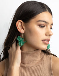 Green Frosted Flower Drop Earrings - link has visual effect only