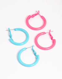 90s Matte Blue Hoop Earring Set - link has visual effect only