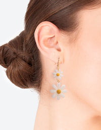 90s White Daisy Drop Earrings - link has visual effect only