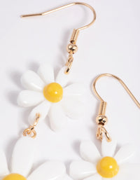 90s White Daisy Drop Earrings - link has visual effect only