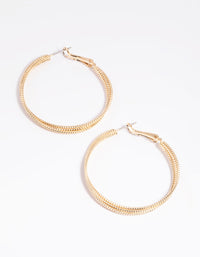 Gold Textured Criss Cross Hoop Earrings - link has visual effect only