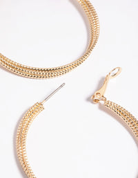 Gold Textured Criss Cross Hoop Earrings - link has visual effect only