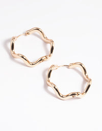 Gold Wavy Hoop Earrings - link has visual effect only