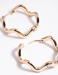 Gold Wavy Hoop Earrings - link has visual effect only