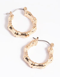 Gold Bamboo Huggie Hoop Earrings - link has visual effect only