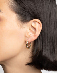 Gold Bamboo Huggie Hoop Earrings - link has visual effect only