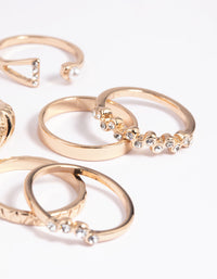 Gold Pearl Diamante Ring Stack Pack - link has visual effect only