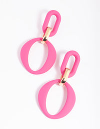 Pink Link Drop Earrings - link has visual effect only